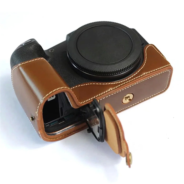 For Canon EOS RP PU Leather Camera Bottom Case with Hand Strap, Battery Opening Design Half Body Protective Cover - Brown - 3