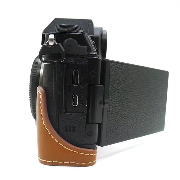 PU Leather Camera Bottom Case for Fujifilm X-S10, Anti-scratch Half Body Cover with Battery Opening - Brown - 4