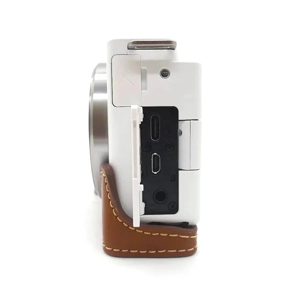 For Sony ZV-E10 Camera Bottom Case Anti-scratch PU Leather Half Protective Cover with Battery Opening Design - Brown - 5