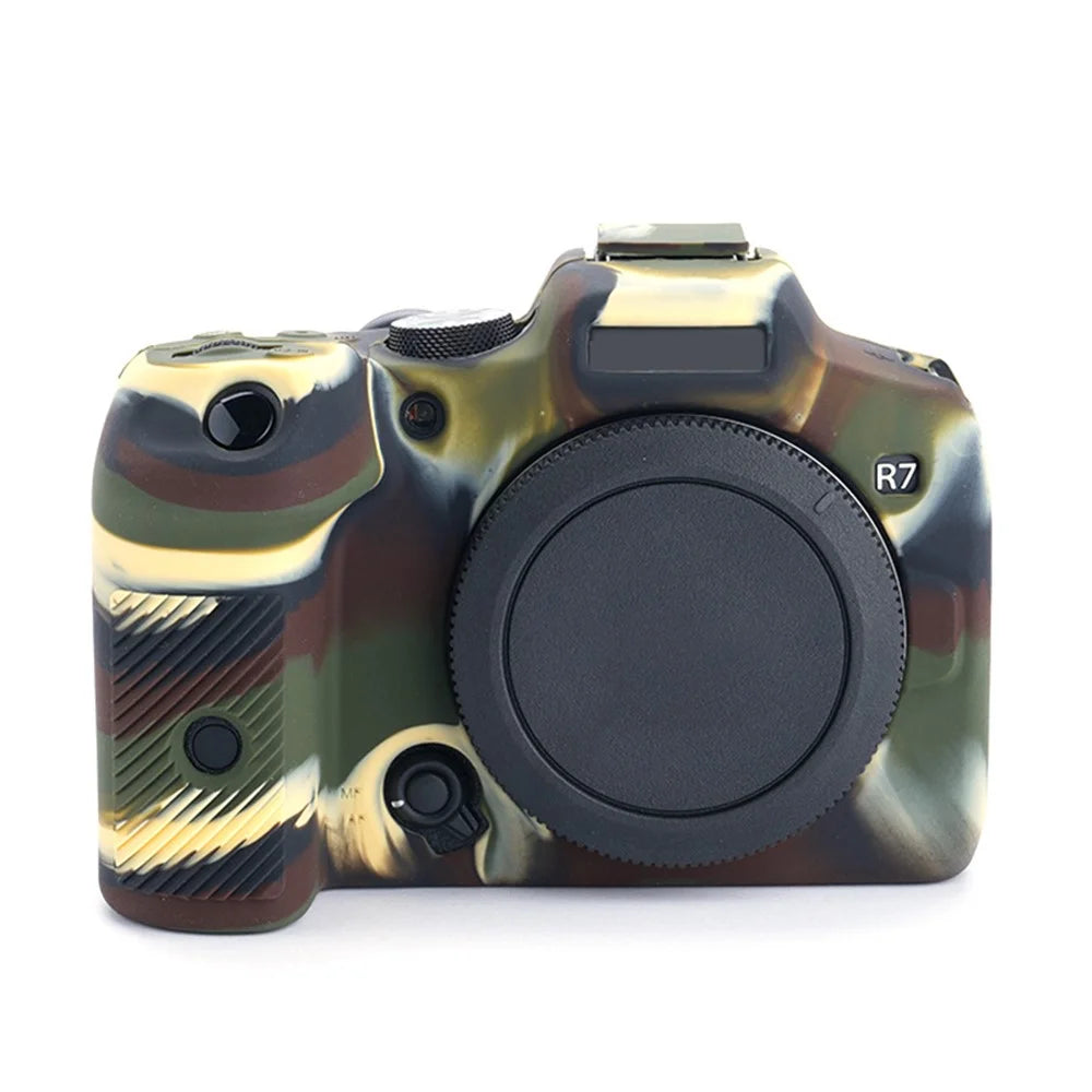 Flexible Silicone Protective Case for Canon EOS R7 Camera, Anti-scratch Anti-drop Cover - Camouflage - 1