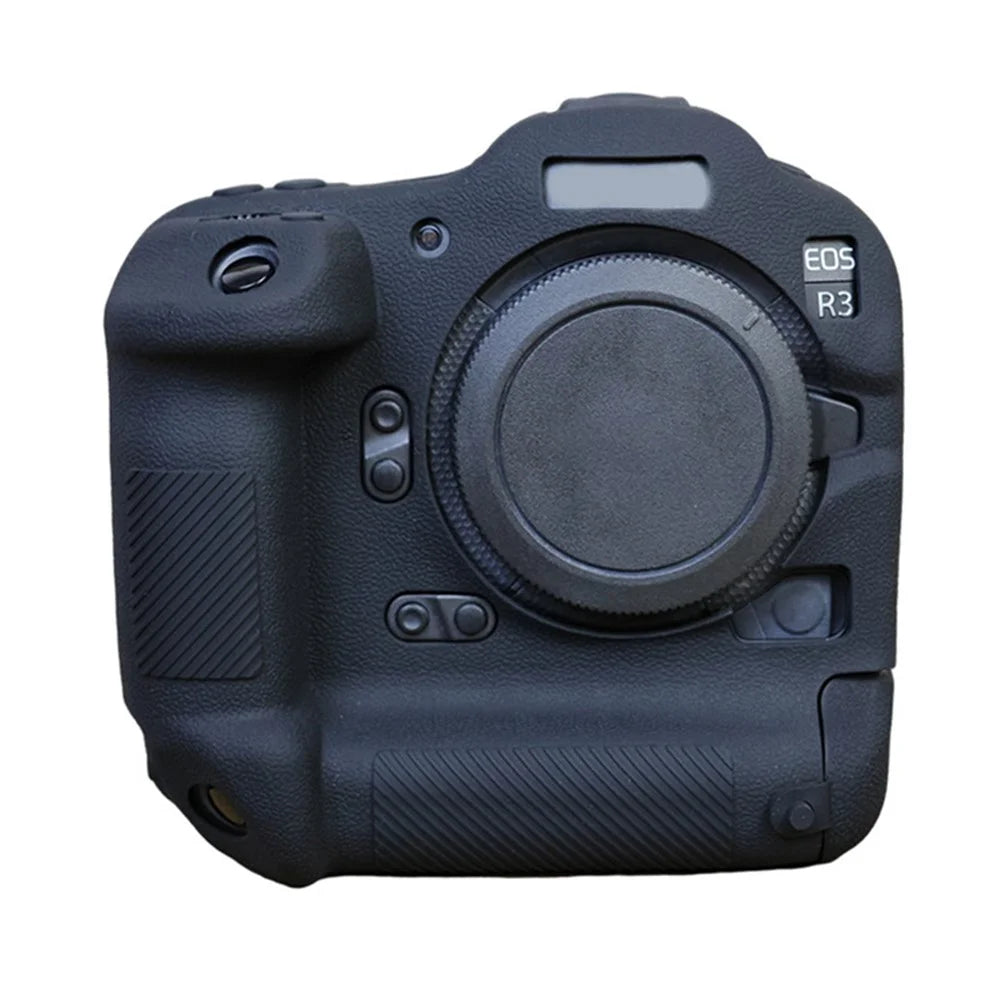 Drop Protection Flexible Silicone Protective Case for Canon EOS R3  Camera, Anti-scratch Anti-drop Cover - Black - 1