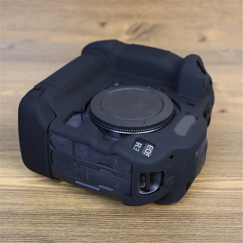 Drop Protection Flexible Silicone Protective Case for Canon EOS R3  Camera, Anti-scratch Anti-drop Cover - Black - 4
