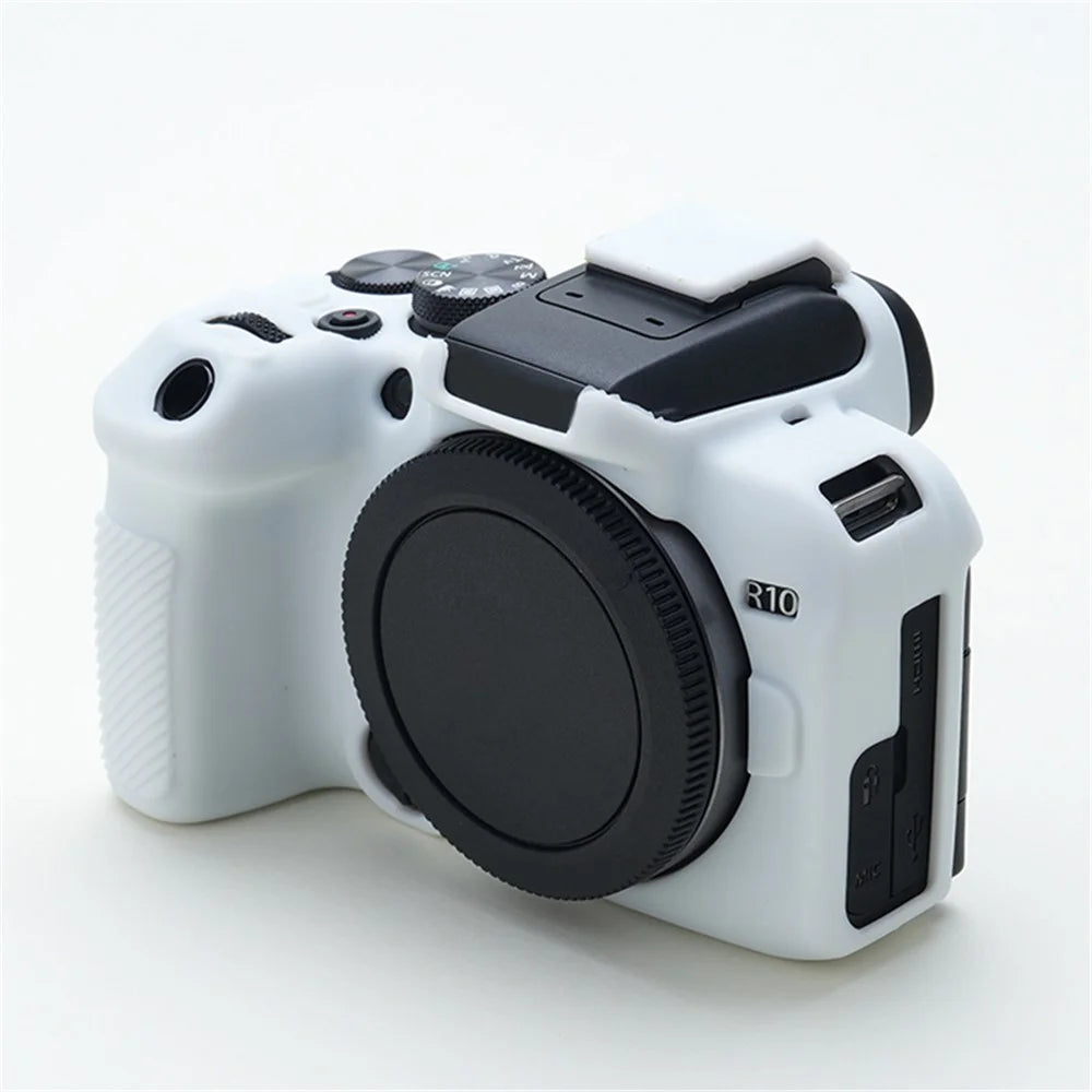 Soft Silicone Skin Case for Canon EOS R10 Camera, Anti-scratch Dust-proof Protective Cover - White - 3