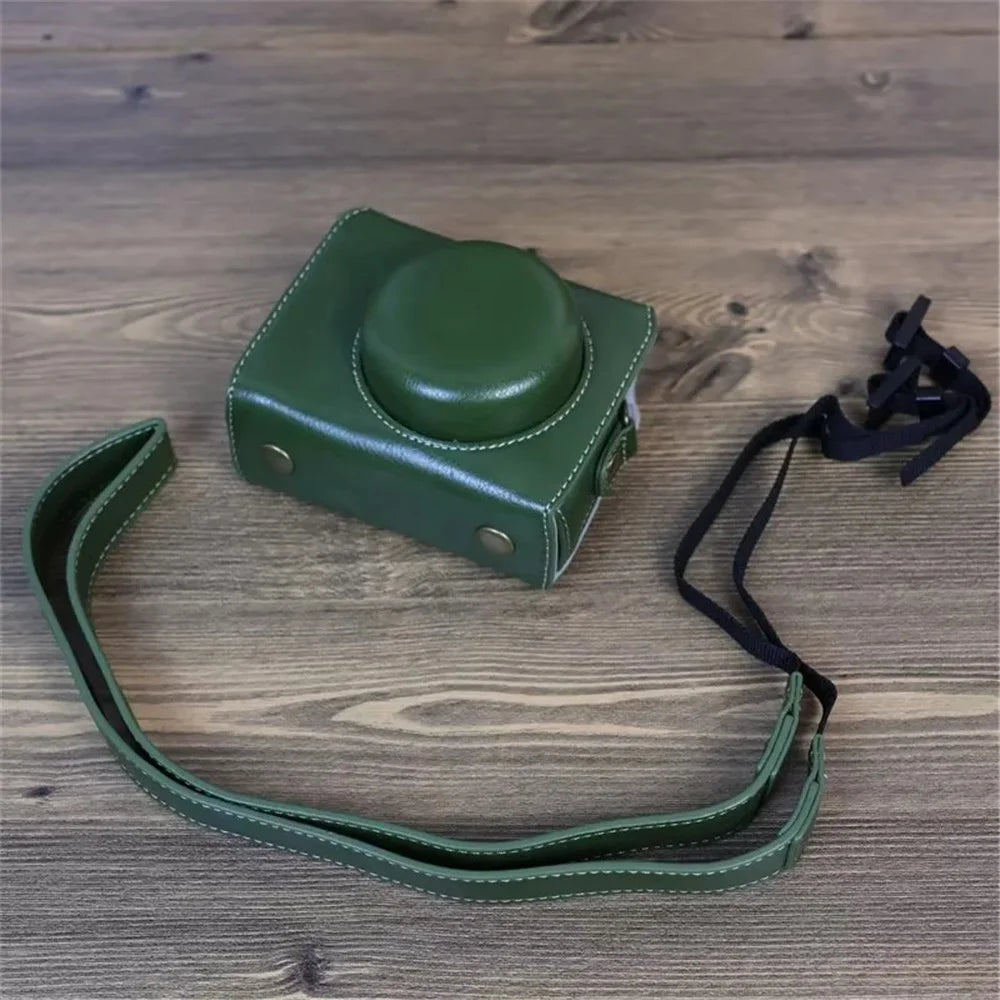 For Sony ZV-1 Vintage Detachable PU Leather Camera Bag Protective Cover with Shoulder Strap - Green - 2