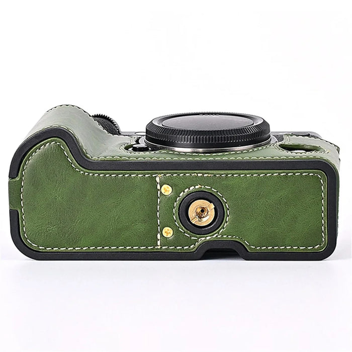 For Fujifilm X-T5 Anti-scratch PU Leather Camera Case Battery Opening Design Protective Cover with Screw - Green - 5