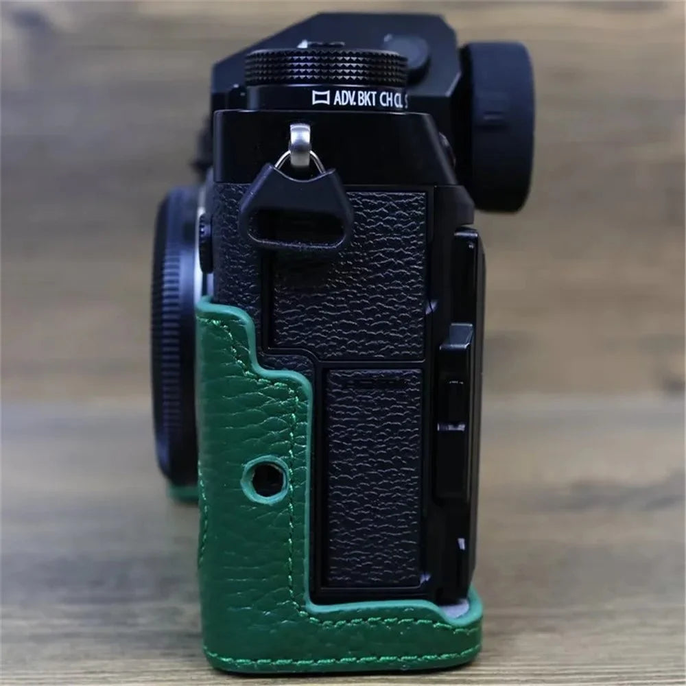 For Fujifilm X-T5 Genuine Leather Camera Case Battery Opening Design Protective Cover - Green - 4