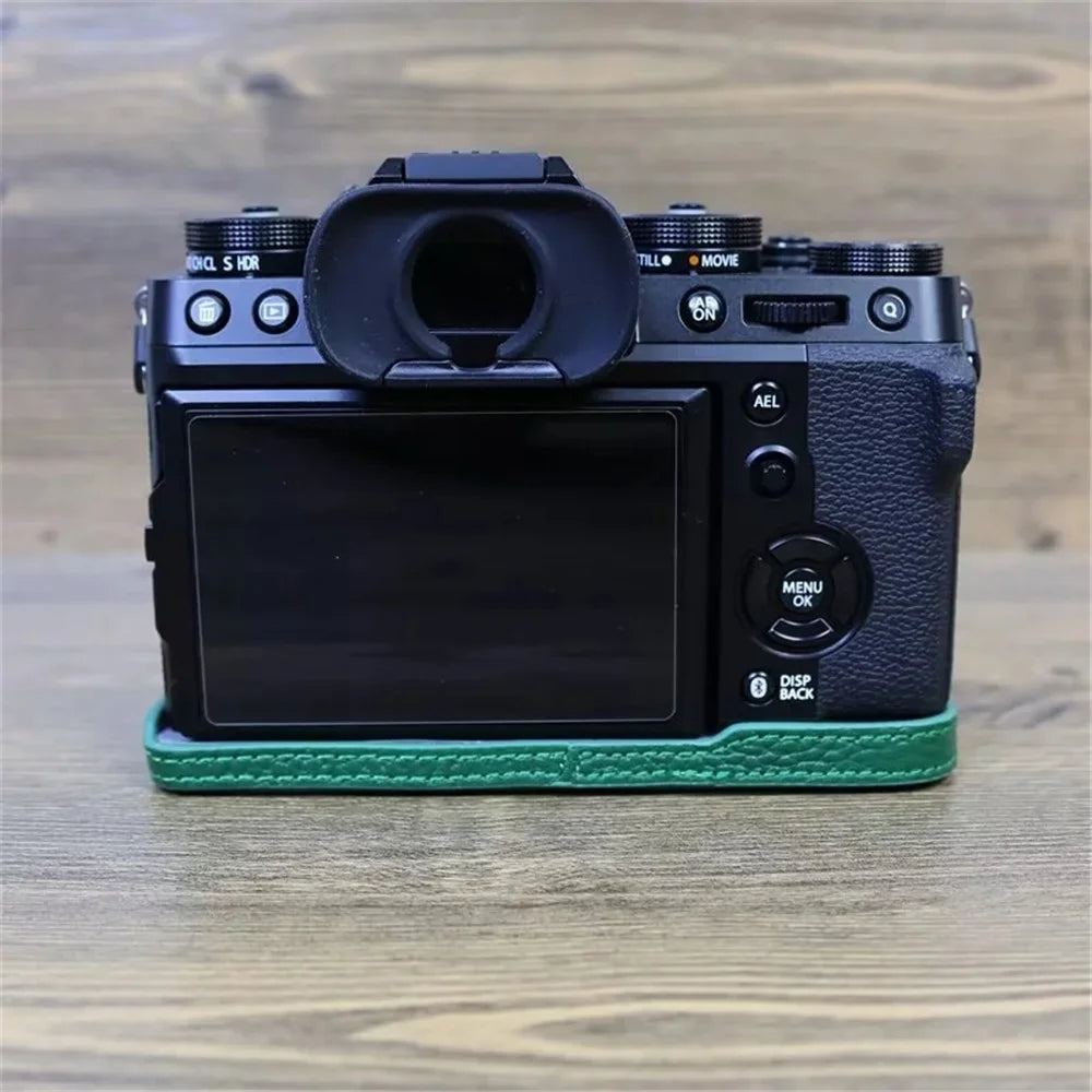 For Fujifilm X-T5 Genuine Leather Camera Case Battery Opening Design Protective Cover - Green - 5