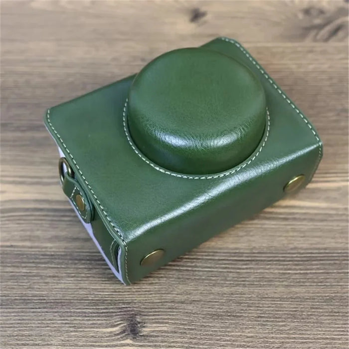 PU Leather Case for Sony ZV-1F Camera, Full Protection Camera Carrying Bag with Shoulder Strap - Green - 3