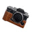 For Fujifilm X-T5 Buffalo Texture PU Leather Camera Bottom Case Flannel Lining Half Body Protective Cover with Battery Opening - Brown - 1