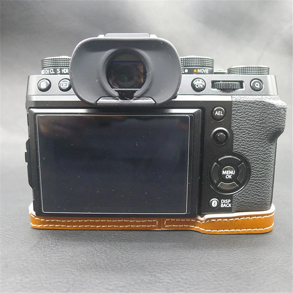 For Fujifilm X-T5 Camera PU Leather Case Battery Opening Design Protective Cover with Screw - Brown - 2