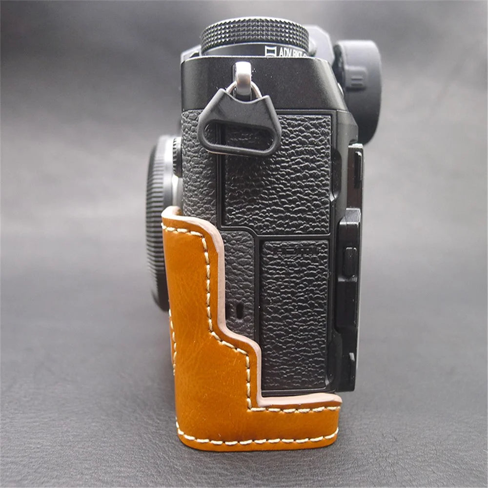 For Fujifilm X-T5 Camera PU Leather Case Battery Opening Design Protective Cover with Screw - Brown - 3