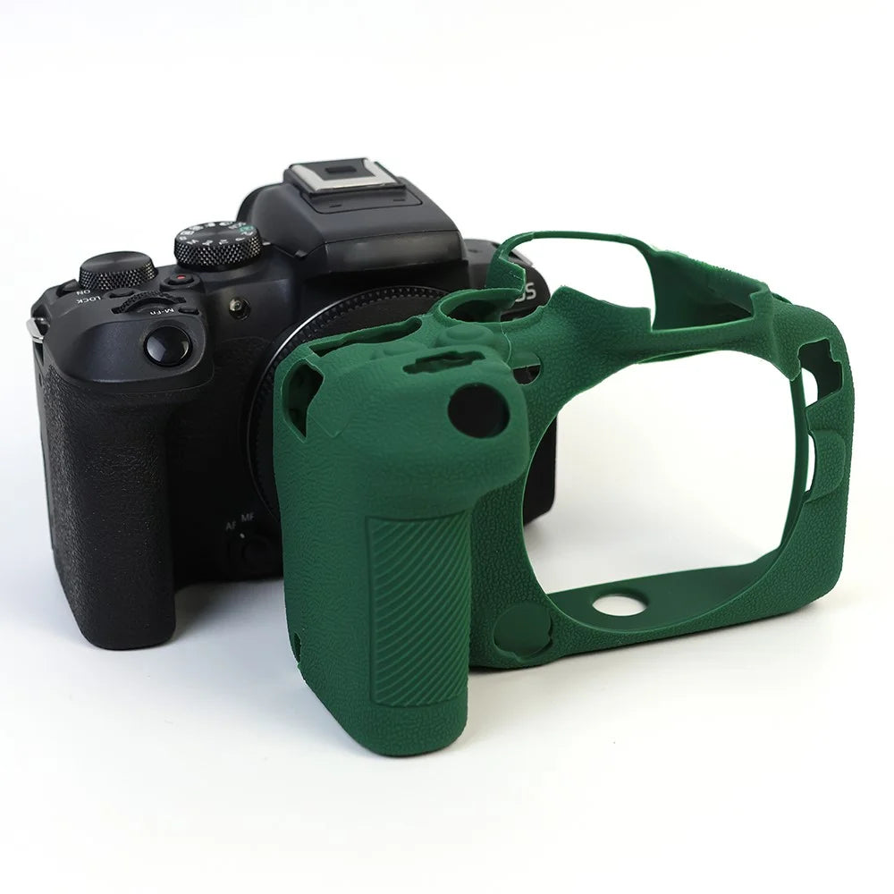 For Canon EOS R10 Silicone Case Digital Camera Anti-drop Protective Cover - Blackish Green - 6