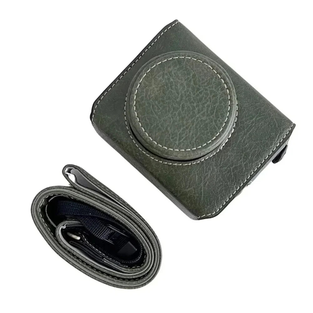 For Sony ZV-1F / ZV-1 Mark II Detachable PU Leather Camera Bag Battery Opening Design Drop-proof Cover with Shoulder Strap - Green - 1