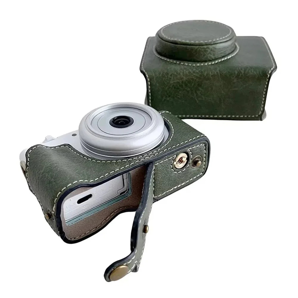 For Sony ZV-1F / ZV-1 Mark II Detachable PU Leather Camera Bag Battery Opening Design Drop-proof Cover with Shoulder Strap - Green - 2