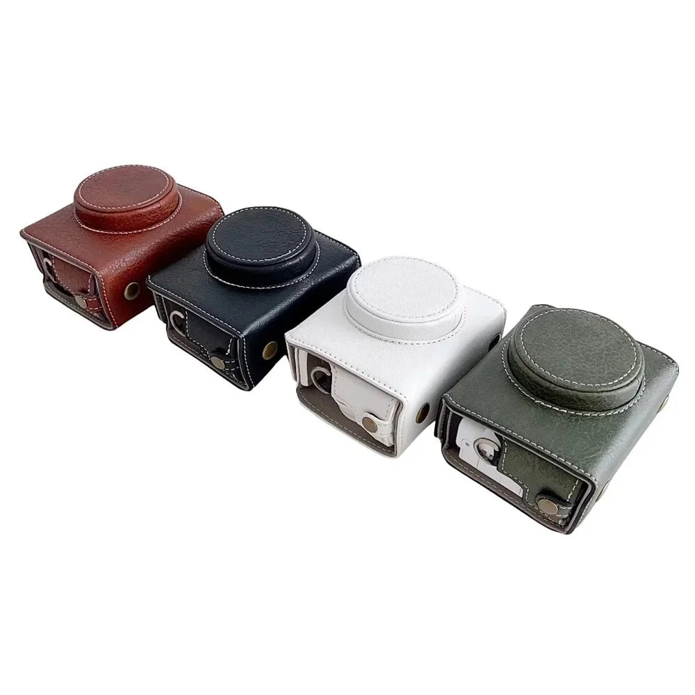For Sony ZV-1F / ZV-1 Mark II Detachable PU Leather Camera Bag Battery Opening Design Drop-proof Cover with Shoulder Strap - Green - 5