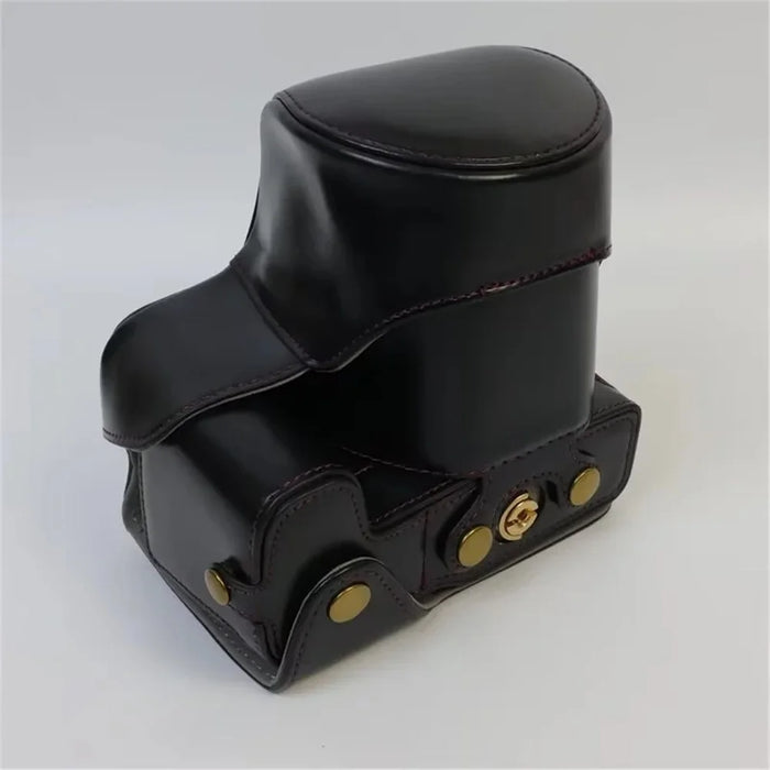 For Canon EOS R8 PU Leather Camera Bag Battery Opening Design Protective Cover - Black - 4