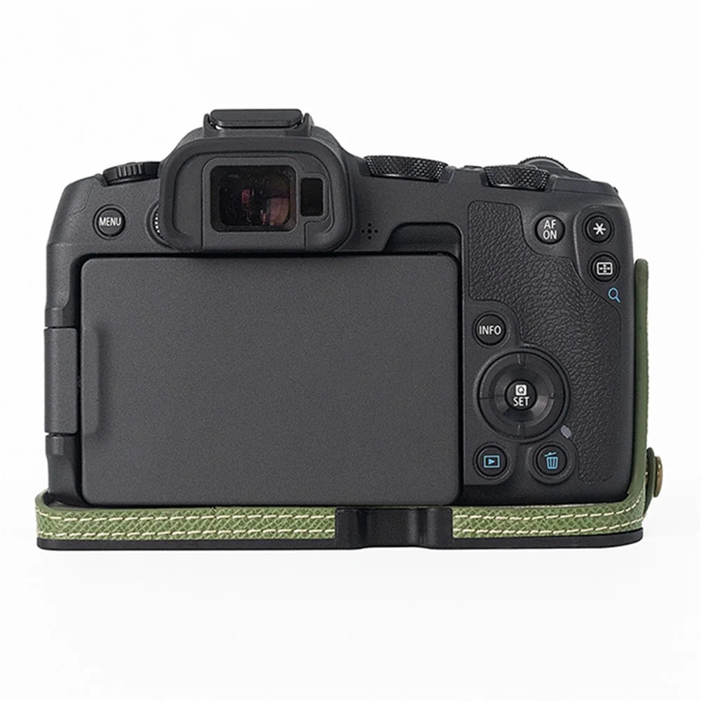 For Canon EOS R8 PU Leather Camera Base Battery Opening Design Detachable Protective Cover with Shoulder Strap - Green - 2