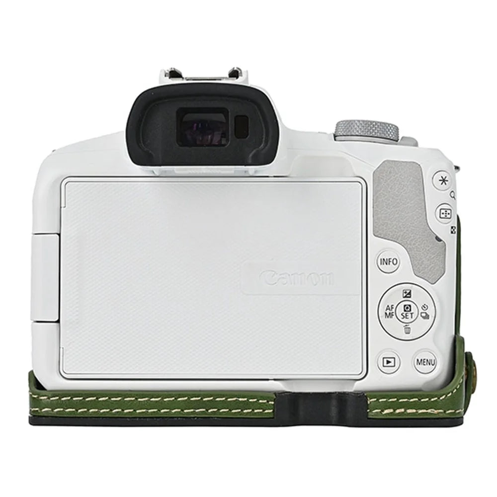 For Canon EOS R50 / R100 Camera Bottom Sleeve Large Opening Design PU Leather Half Body Case - Green - 3