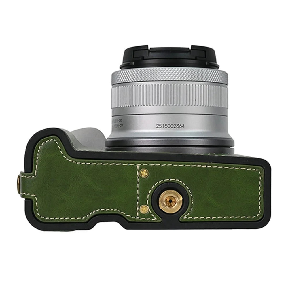 For Canon EOS R50 / R100 Camera Bottom Sleeve Large Opening Design PU Leather Half Body Case - Green - 5