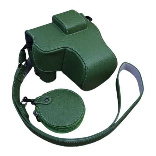 For Canon EOS R8 PU Leather Case Digital Camera Battery Opening Design Bag with Strap and Small Bag - Green - 1