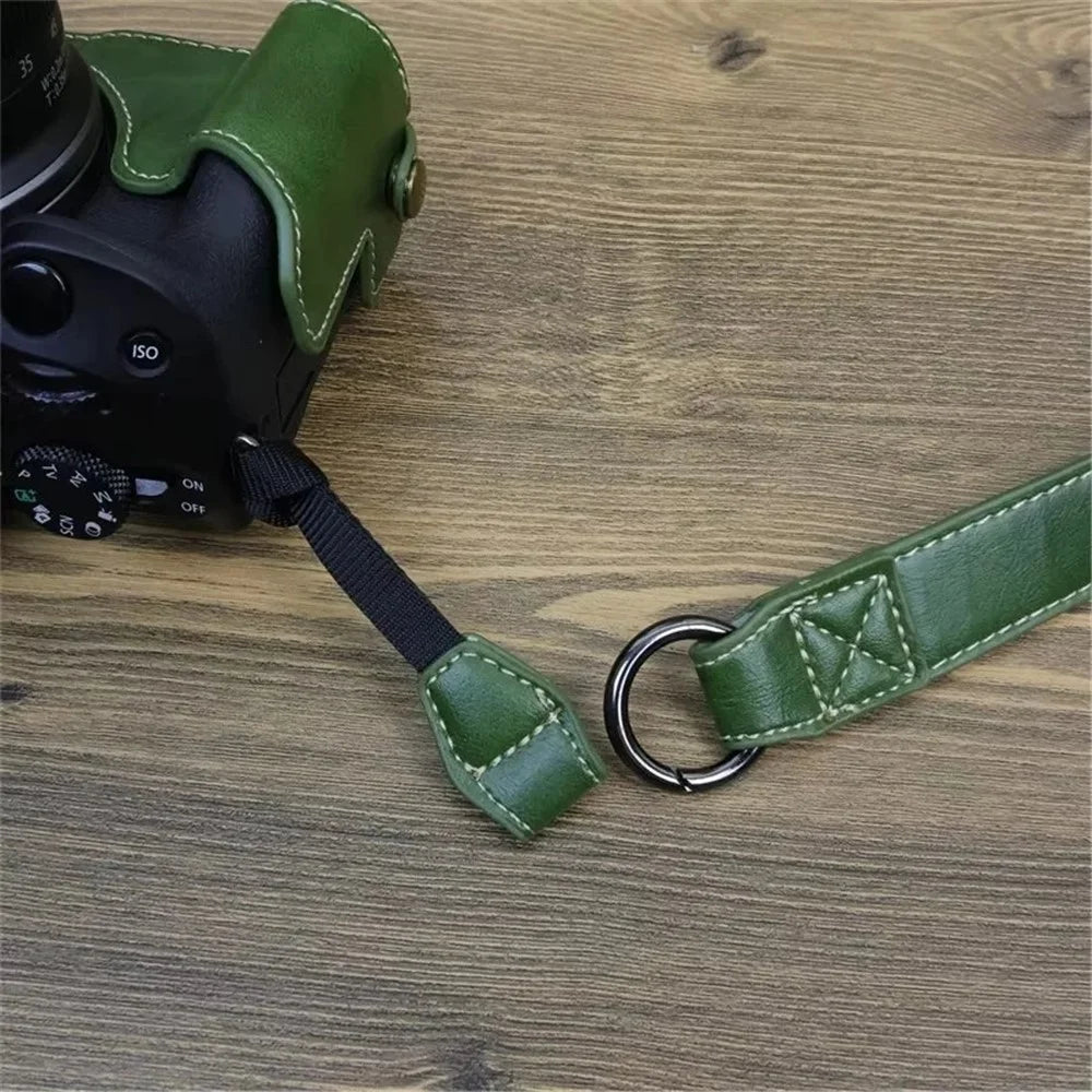 For Canon EOS R50 / R100 PU Leather Camera Case Battery Opening Design Camera Cover with Strap and Small Bag - Green - 6