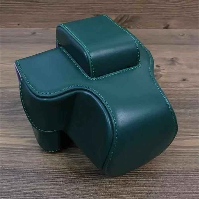 For Canon EOS R50 / R100 Detachable PU Leather Camera Bag Protective Cover with Shoulder Strap - Green - 2