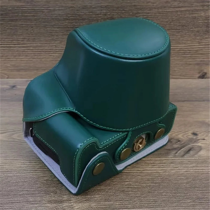 For Canon EOS R50 / R100 Detachable PU Leather Camera Bag Protective Cover with Shoulder Strap - Green - 3