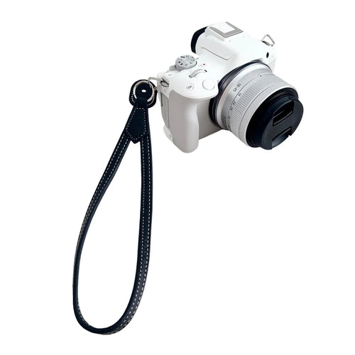 For Canon Nikon Sony Fujifilm Panasonic SLR Camera PU Leather Hand Strap Buffalo Texture Wrist Rope - Black - 1