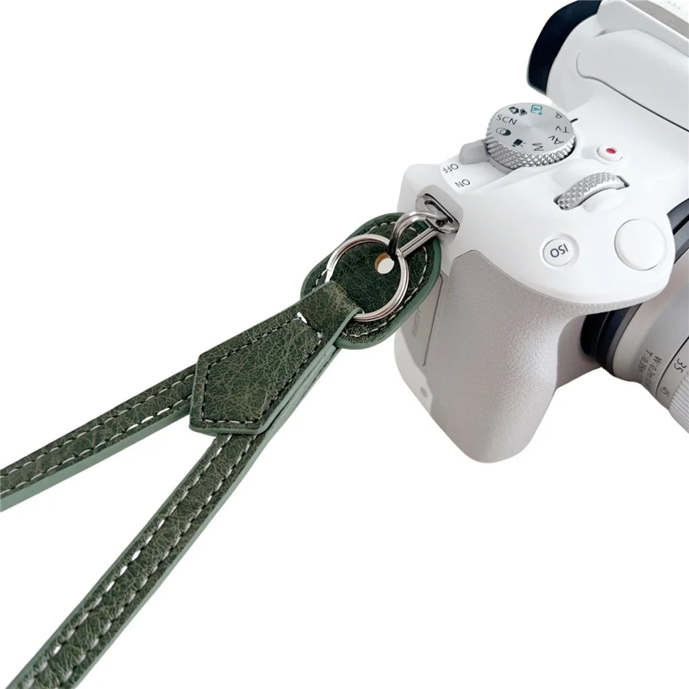For Canon Nikon Sony Fujifilm Panasonic SLR Camera PU Leather Hand Strap Buffalo Texture Wrist Rope - Black - 2