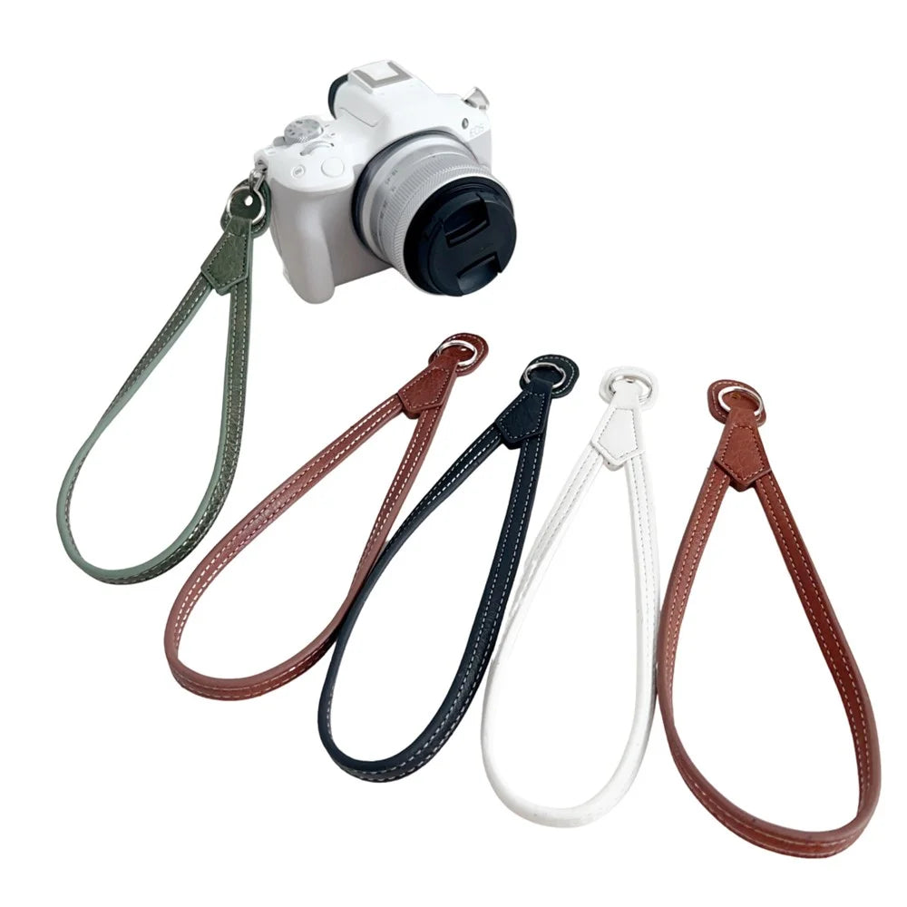 For Canon Nikon Sony Fujifilm Panasonic SLR Camera PU Leather Hand Strap Buffalo Texture Wrist Rope - Black - 4