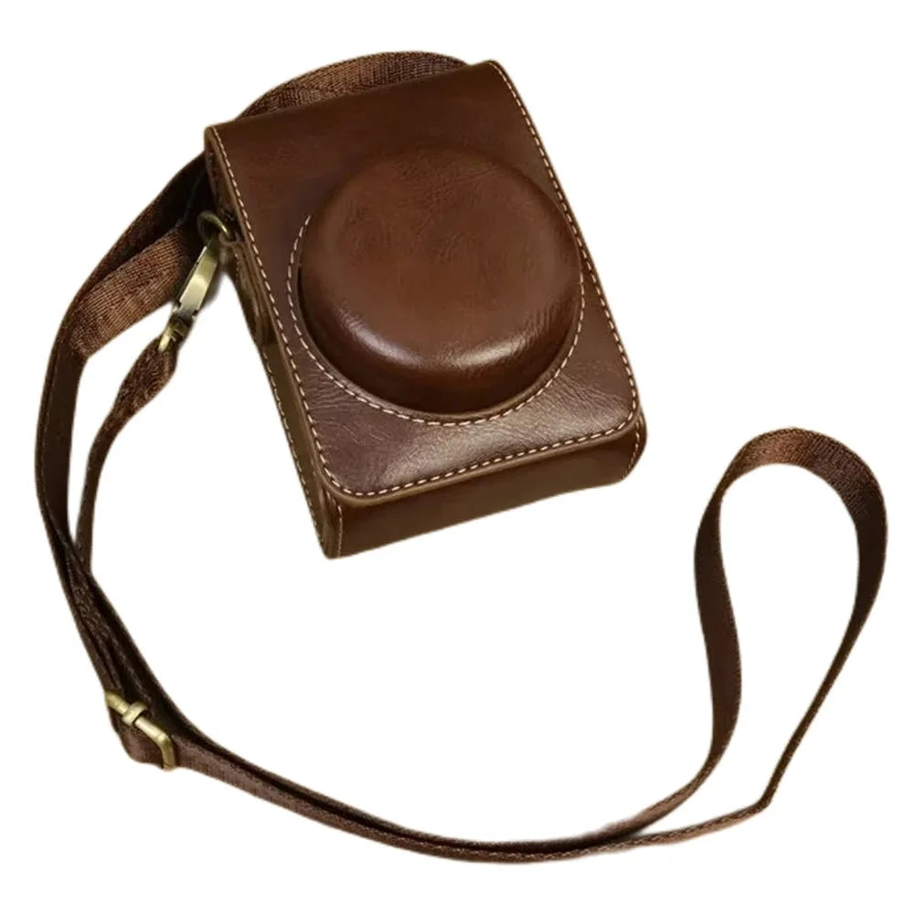 For Sony ZV-1 / ZV-1 II / ZV-1F PU Leather Camera Bag Protective Cover with Shoulder Strap, Vertical Type - Coffee - 1