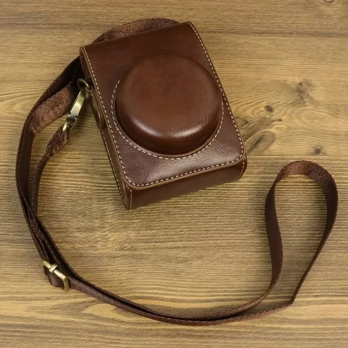 For Sony ZV-1 / ZV-1 II / ZV-1F PU Leather Camera Bag Protective Cover with Shoulder Strap, Vertical Type - Coffee - 2