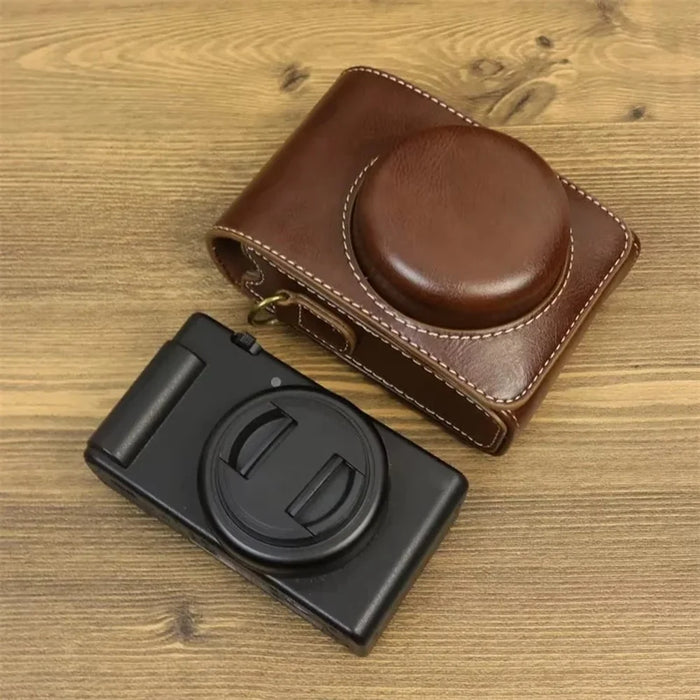 For Sony ZV-1 / ZV-1 II / ZV-1F PU Leather Camera Bag Protective Cover with Shoulder Strap, Vertical Type - Coffee - 3