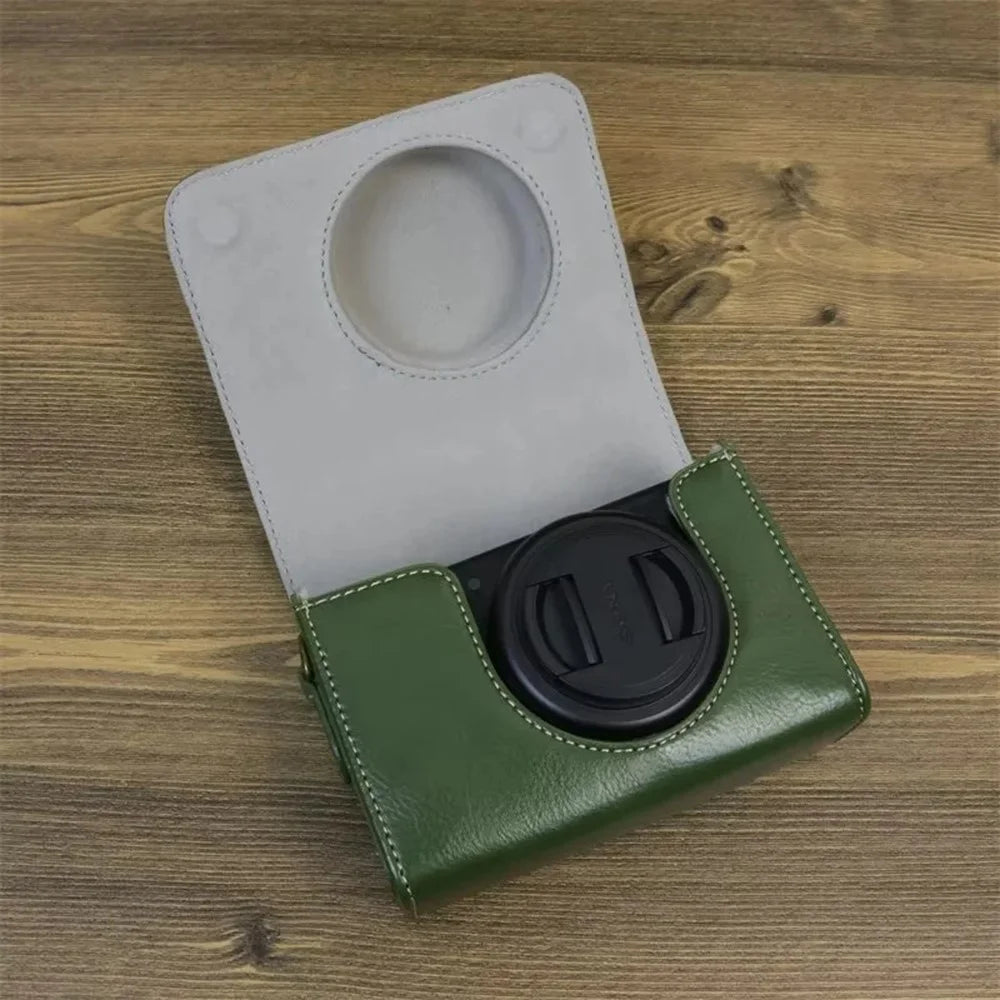 For Sony ZV-1 / ZV-1 II / ZV-1F Case PU Leather Protective Camera Bag with Shoulder Strap, Horizontal Type - Green - 6