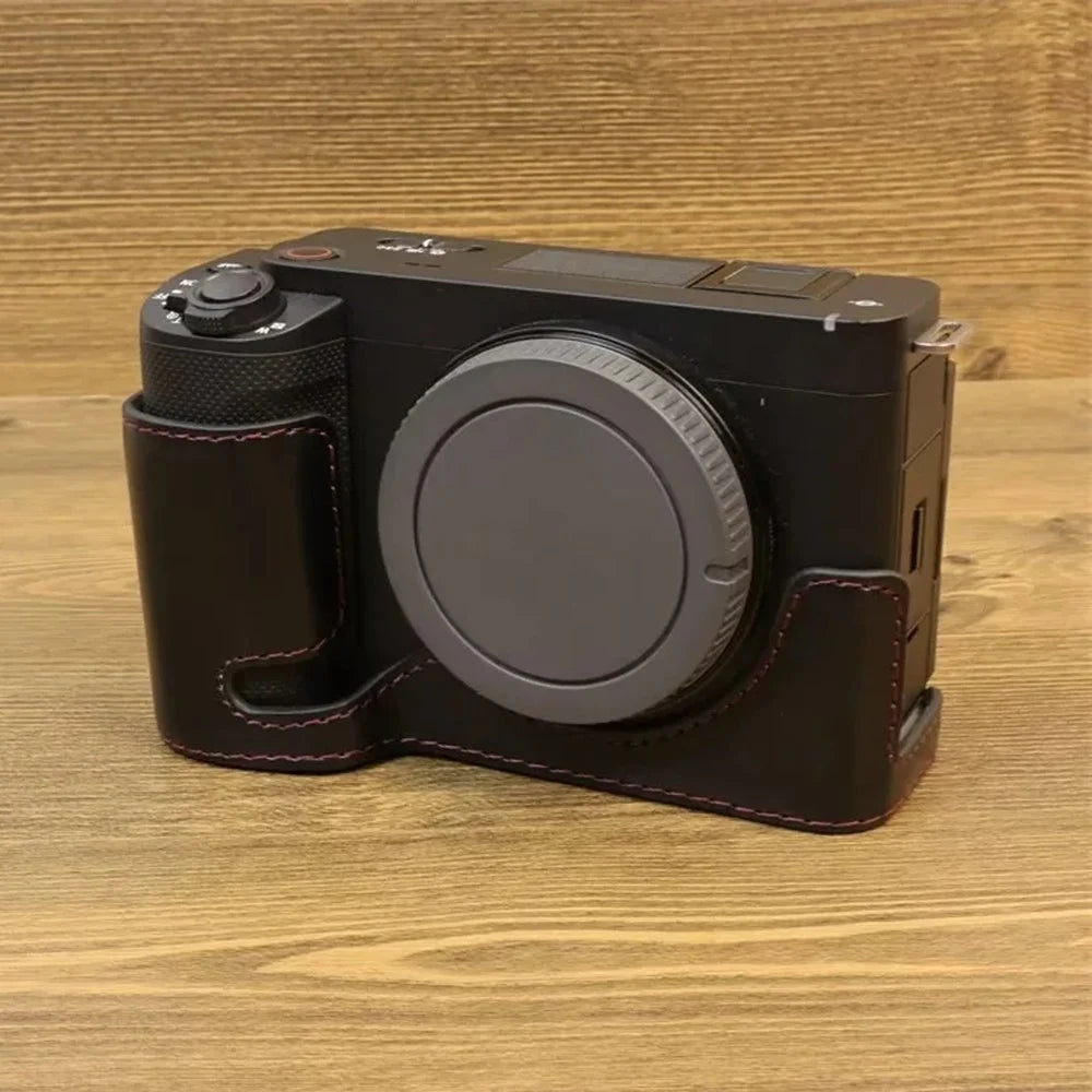 For Sony ZV-E1 PU Leather Camera Bottom Case Half Body Anti-scratch Cover with Battery Opening - Black - 2