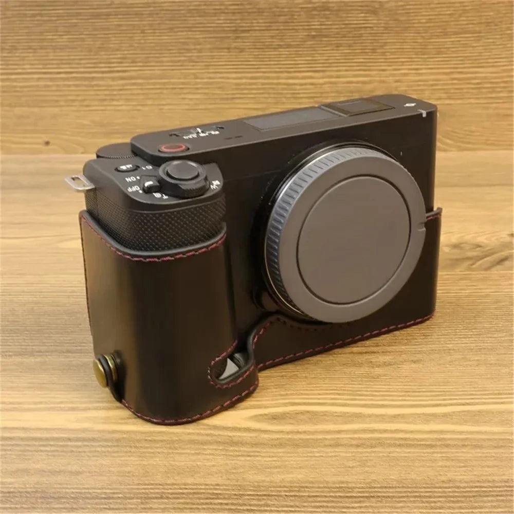 For Sony ZV-E1 PU Leather Camera Bottom Case Half Body Anti-scratch Cover with Battery Opening - Black - 3