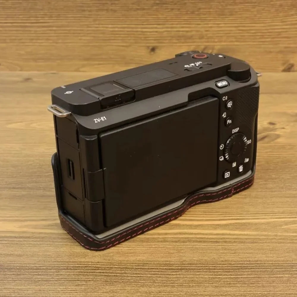 For Sony ZV-E1 PU Leather Camera Bottom Case Half Body Anti-scratch Cover with Battery Opening - Black - 4