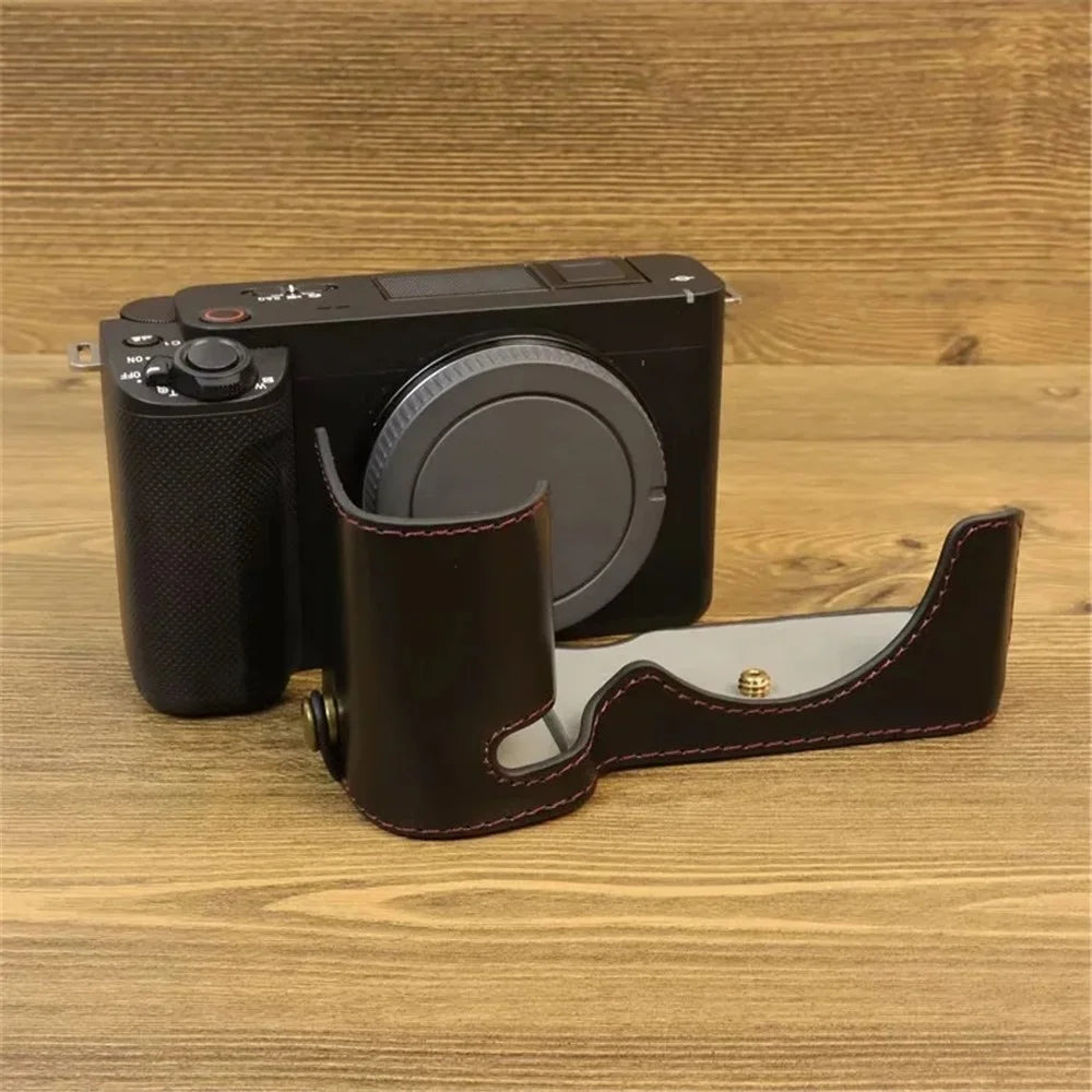 For Sony ZV-E1 PU Leather Camera Bottom Case Half Body Anti-scratch Cover with Battery Opening - Black - 5