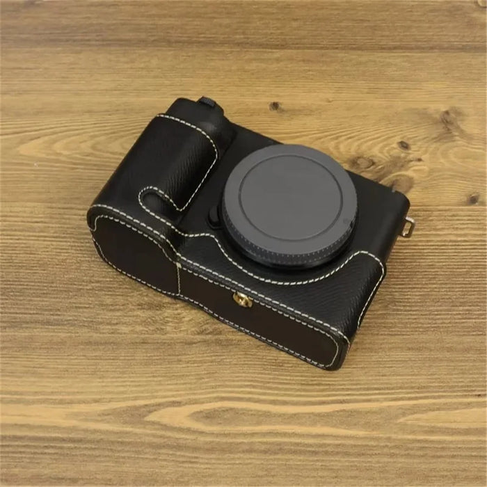 For Sony ZV-E1 Battery Opening Design PU Leather Camera Bottom Cover Half Body Case with Hand Strap - Black - 3