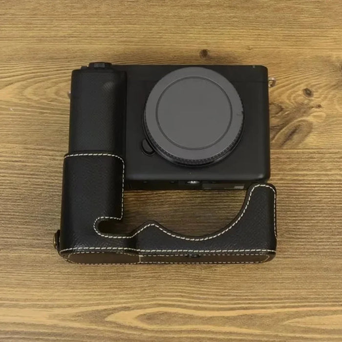 For Sony ZV-E1 Battery Opening Design PU Leather Camera Bottom Cover Half Body Case with Hand Strap - Black - 5