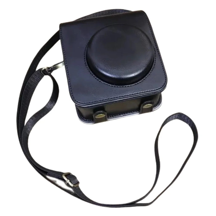 For Fujifilm Instax Mini 12 PU Leather Camera Bag Protective Cover with Shoulder Strap - Black - 1