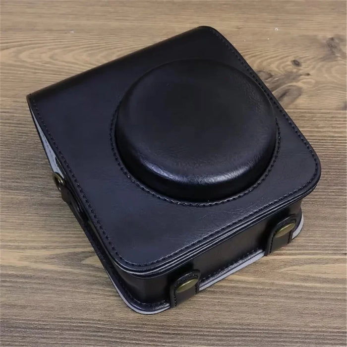 For Fujifilm Instax Mini 12 PU Leather Camera Bag Protective Cover with Shoulder Strap - Black - 5