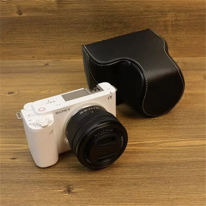 For Sony ZV-E1 PU Leather Camera Bag Battery Opening Protective Case with Small Bag - Black - 2