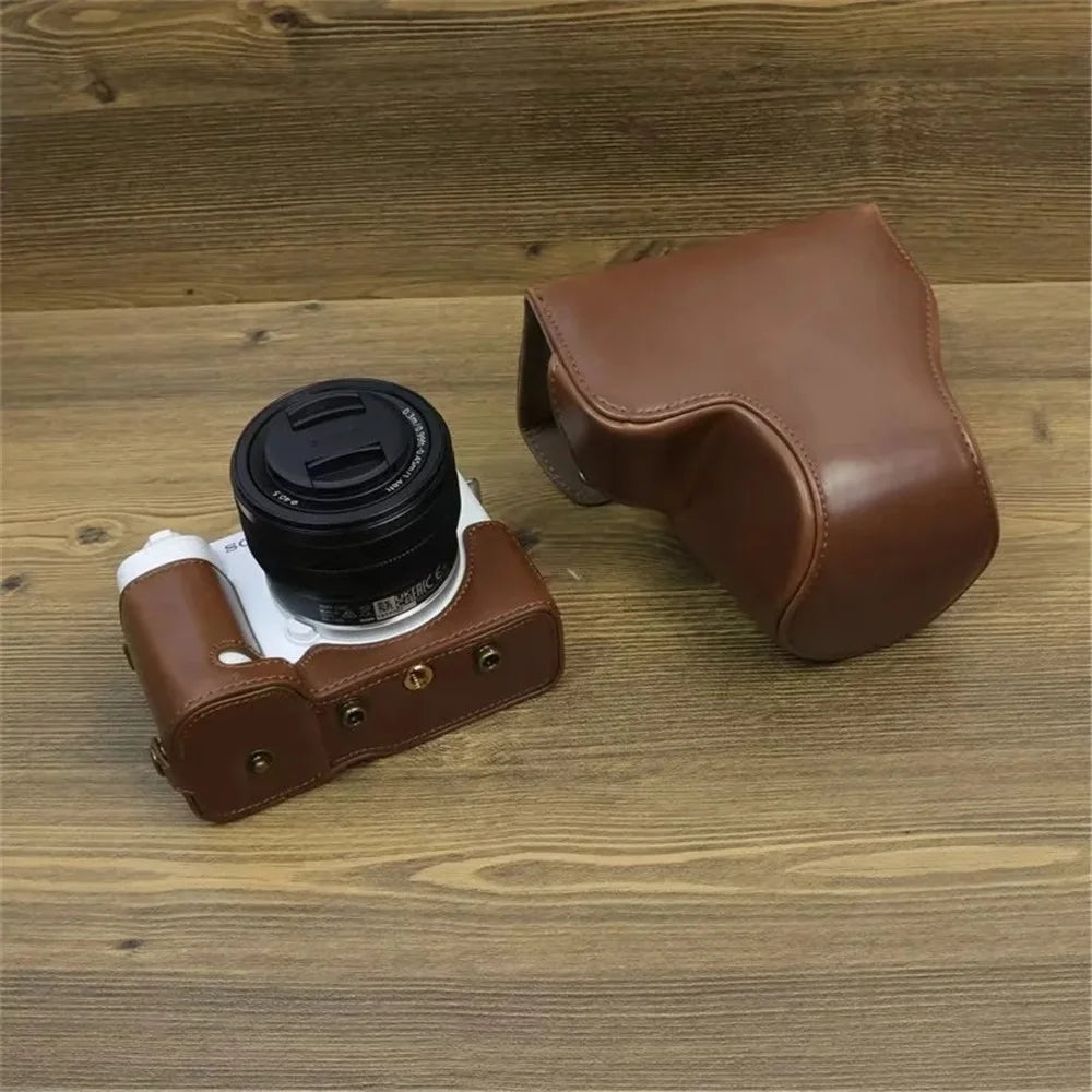 For Sony ZV-E1 PU Leather Detachable Camera Bag Battery Opening Protective Case with Lens Bag - Coffee - 3