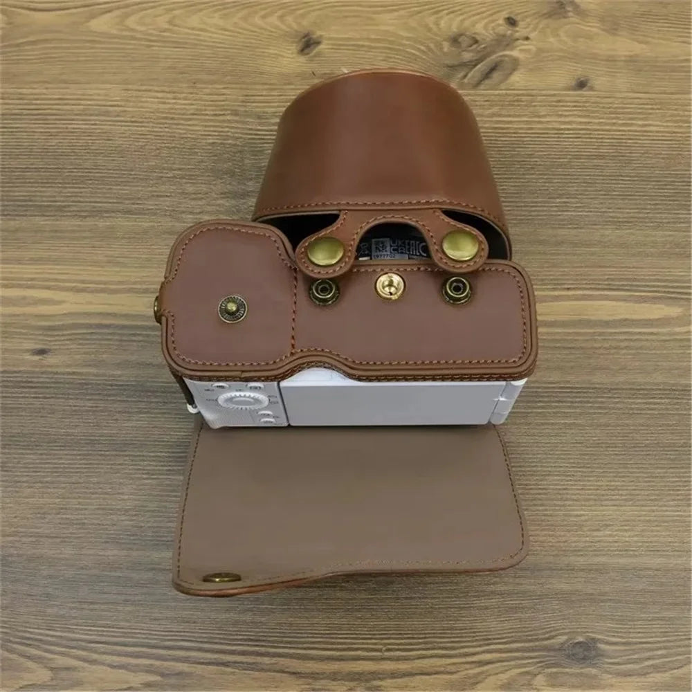 For Sony ZV-E1 PU Leather Detachable Camera Bag Battery Opening Protective Case with Lens Bag - Coffee - 4