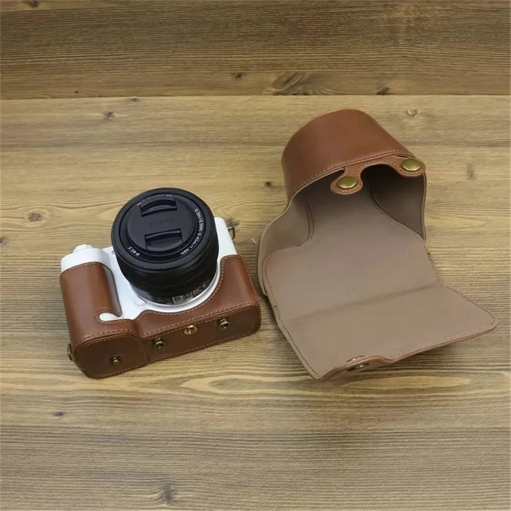 For Sony ZV-E1 PU Leather Detachable Camera Bag Battery Opening Protective Case with Lens Bag - Coffee - 5