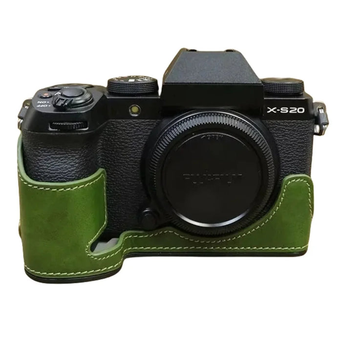 For Fujifilm X-S20 Anti-Scratch PU Leather Camera Bottom Cover Half Body Case Easy to Replace Battery - Green - 1