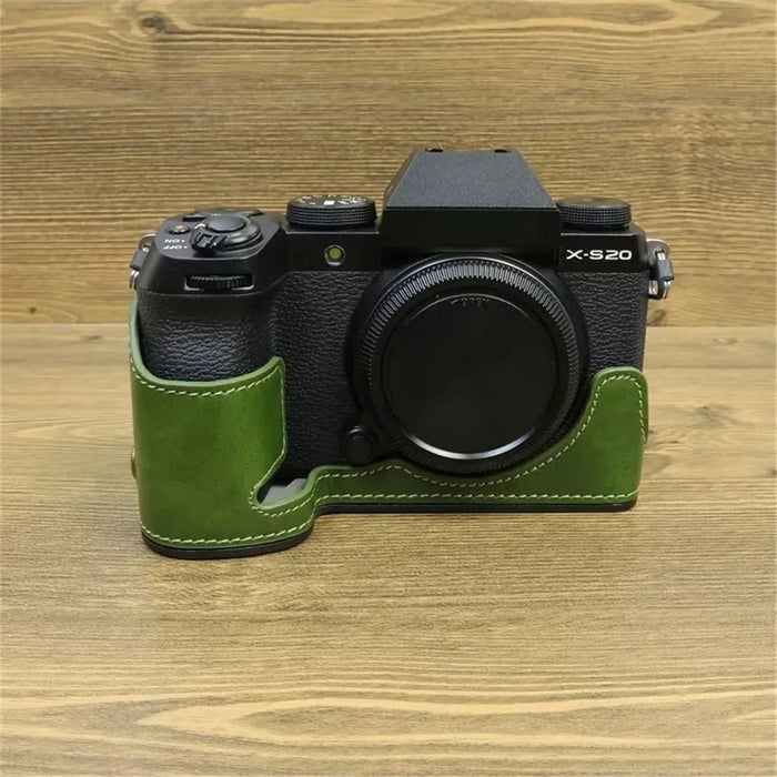 For Fujifilm X-S20 Anti-Scratch PU Leather Camera Bottom Cover Half Body Case Easy to Replace Battery - Green - 4