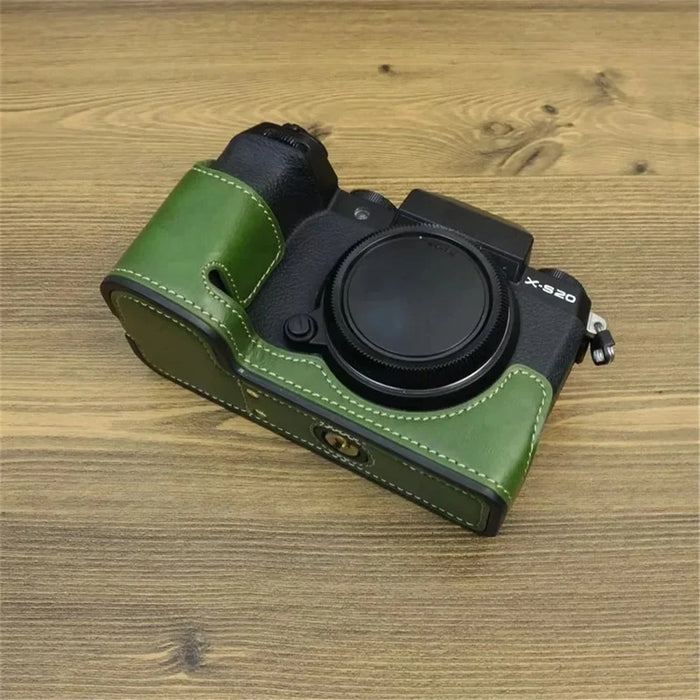 For Fujifilm X-S20 Anti-Scratch PU Leather Camera Bottom Cover Half Body Case Easy to Replace Battery - Green - 6