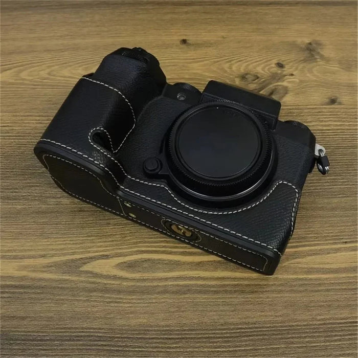 For Fujifilm X-S20 Camera PU Leather Bottom Case Battery Opening Design Half Body Cover with Hand Strap - Black - 3